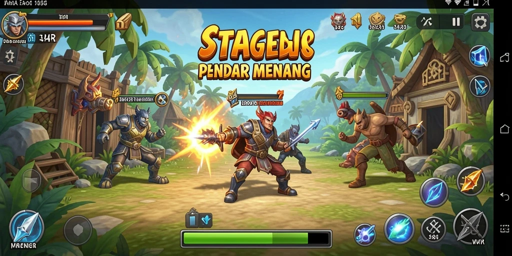 Tampilan menarik dari gameplay strategis 34R yang penuh aksi.