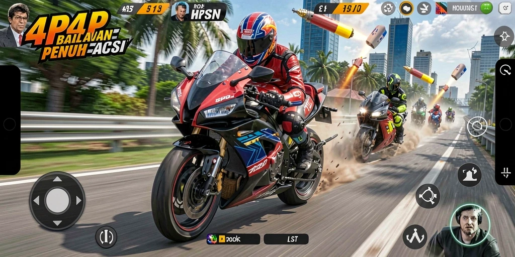 Tampilan gameplay seru di lintasan balap motor