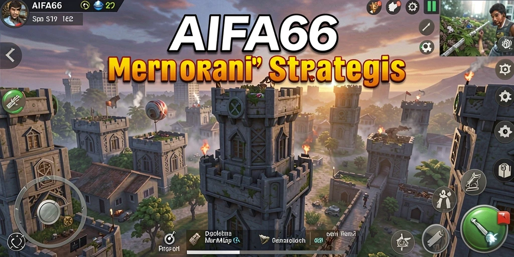Tangkapan layar gameplay AIFA66 menampilkan menara pertahanan dan musuh yang menyerang.