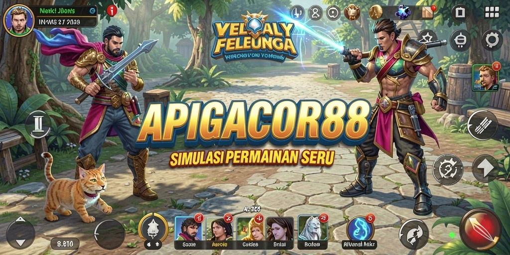 Screenshot menunjukkan karakter dan lingkungan dalam APIGACOR88 saat gameplay berlangsung.