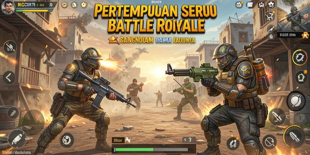 Screenshot gameplay menampilkan momen seru di dalam pertempuran Battle Royale.