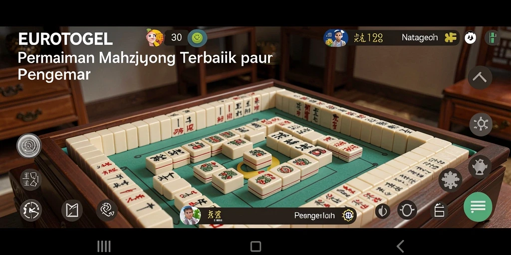 Tampilan gameplay menarik dari EUROTOGEL dengan grafis Mahjong yang indah.