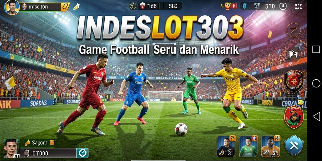Tampilan gameplay seru di INDESLOT303 dengan aksi sepak bola penuh semangat.
