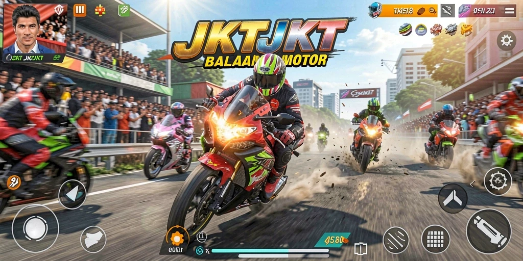 Gameplay seru balapan motor di JKTJKT.