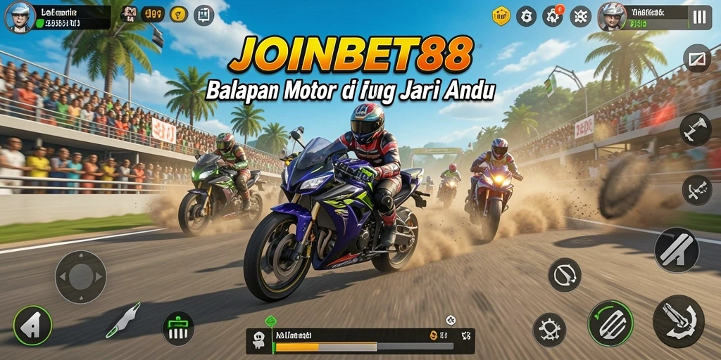 Tampilan screenshot menampilkan aksi balapan motor intensif dalam JOINBET88.