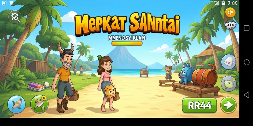 Tampilan gameplay RR44 yang ceria dan mengasyikkan.