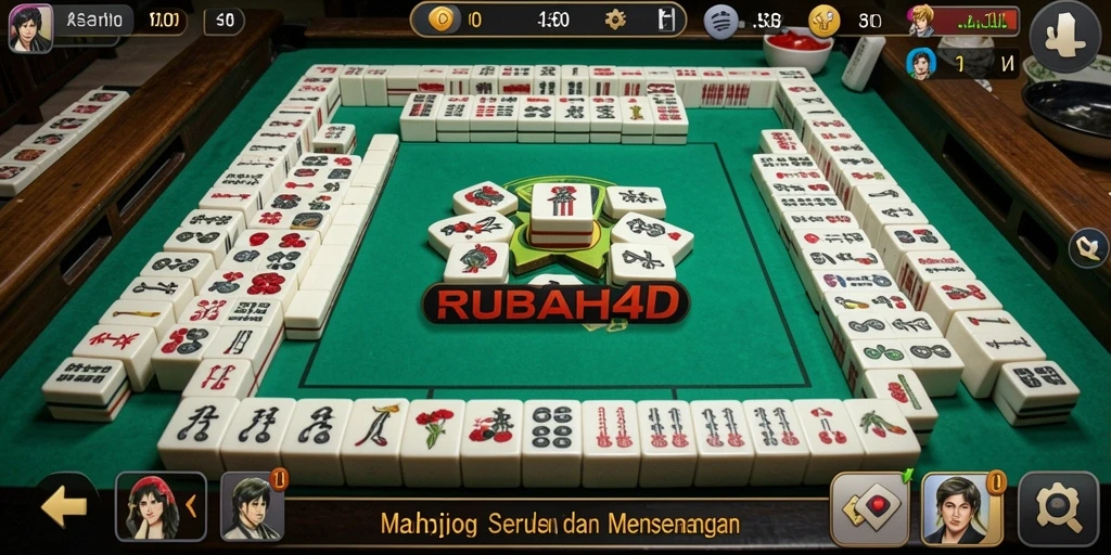 Tampilan gameplay menarik dari RUBAH4D dengan nuansa Mahjong.