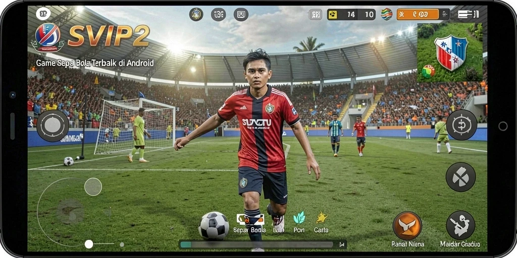 Tampilan permainan <strong>SVIP2</strong> dengan aksi sepak bola yang mendebarkan.