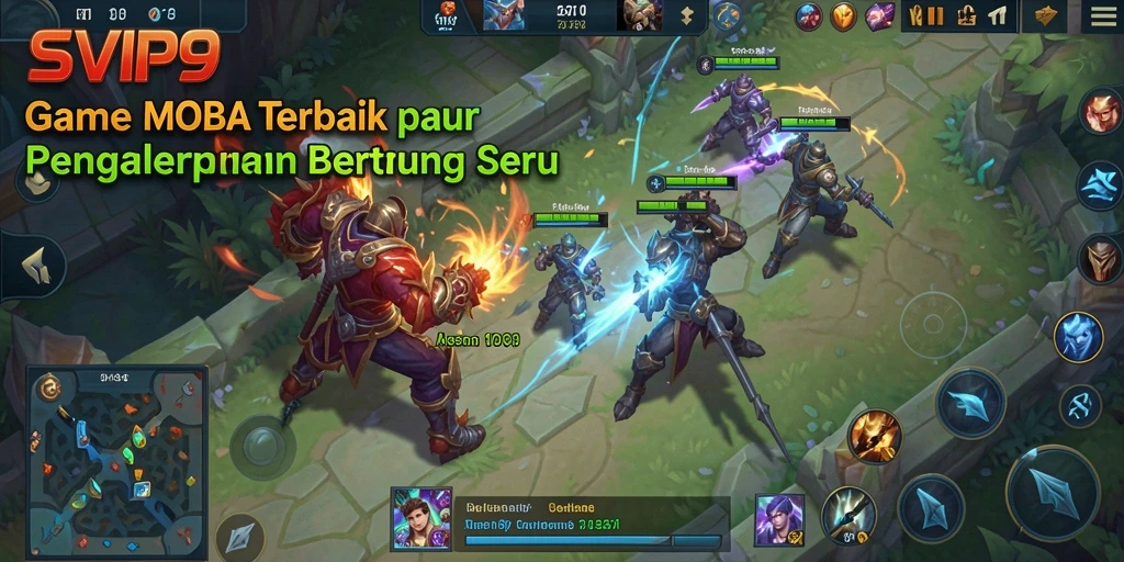 Tangkapan layar SVIP9 menampilkan aksi seru dalam pertarungan MOBA.